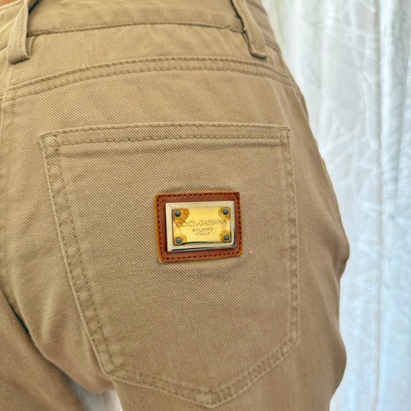 Dolce & Gabbana brown tan khaki high rise waisted straight Leg jeans long pants - Picture 5 of 16